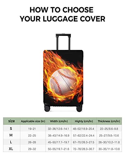 Travel Luggage Cover Medium Suitcase Cover Fit for 22-25 Inch Luggage Luggage Protector Suitcase Cover Scratchproof Sports Theme Flying Baseball in Fire Luggage Cover Protector for Suitcase3