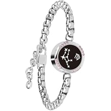 Single bracelet ,Long Distance Touch Bracelets Jewelry, Remote Smart Love Bracelet,Send SOS SMS Relationship Bracelets constellations for Couples Lovers Family Friends Valentines Day Gifts Black / Silver