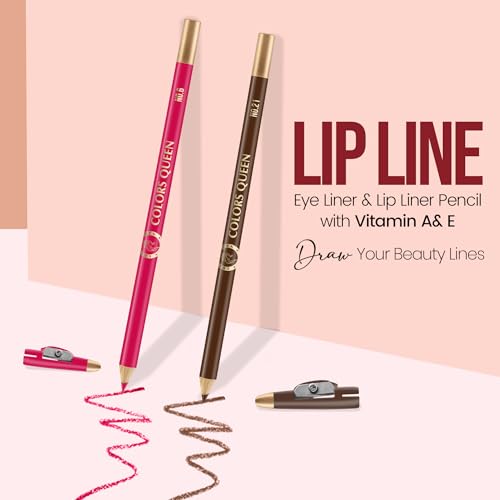 Image of Colors Queen Matte Lip Liner Pencil Combo Pack of 2 | Non Transfer Formula For Professional Makeup | Lip Liner Pencil Waterproof (Pack of 2 Combo 7)