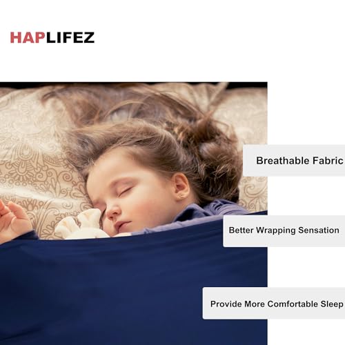 Image of Sensory Bed Sheet, Weighted Blanket with Compression Sheet - Breathable, Stretch Fit, Lightweight Calming Sleep Blanket, Blue, 38 inchx60 inch