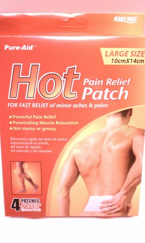 Image of Hot Pain Relief Patch for Fast Relief of Minor Aches and Pains 4 Patches for Muscle Relaxation By Pure-aid
