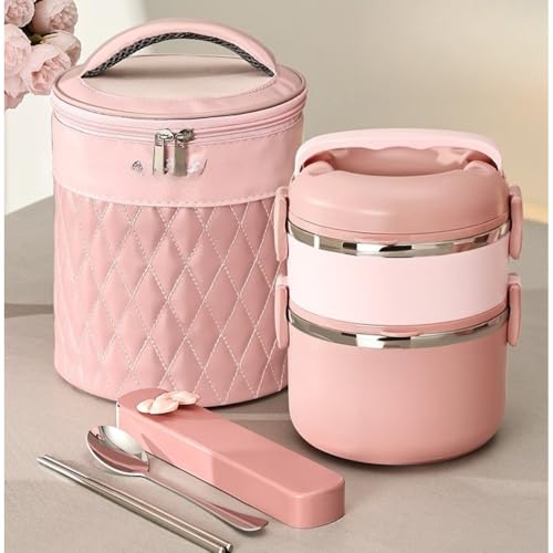 BRZUの保温ランチボックスには、ランチバッグ、箸、スプーンが付属しています。真空断熱構造で、お子様、女性、男性に最適です。保温バッグとカトラリーが付属し、仕事、学校、アウトドア活動に最適です。 (A2,1800ML)