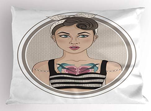 ABAKUHAUS Pin Up Girl Funda de Almohada, Rockabilly Rebel, Decora...