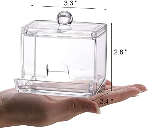 Tbestmax 7 OZ Cotton Swab Pads Holder, Qtip Cotton Buds Ball Dispenser, Bathroom Containers Canister Organizer, Clear Apothecary Jar for Storage 1 Pcs