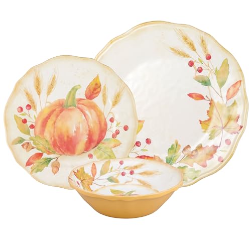 UPware-12-Piece-Pumpkin-Melamine-Dinnerware-Sets-Outdoor-Dishes-Set-Plates-and-Bowls-Sets-Autumn-Thanksgiving-Decorations-Service-for-4-Orange UPware 12 Piece Pumpkin Melamine Dinnerware Sets Outdoor Dishes Set Plates and Bowls Sets Autumn Thanksgiving Decorations Service for 4 Orange