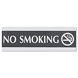 HeadLine Sign Century Series 3x9 Inch No Smoking Sign, Black and Silver (4757)