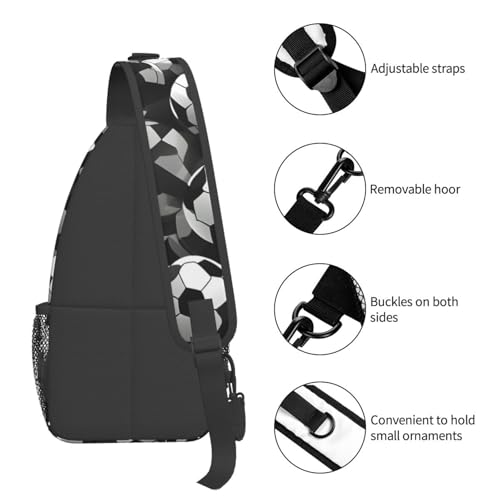 Morrales Crossbody con Estampado Balón de Fútbol Blanco y Negro miniatura 5