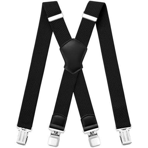 Aonvmdis Bretelles Homme Larges Réglable Élastique Extra Fort 4 Robuste Clips, pour Hommes et femmes avec en forme X Design et Sangles Extra Larges