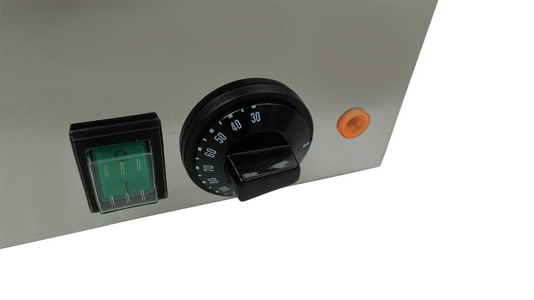 SARO HD 100 Calentador de salchichas de acero inoxidable, con rejilla y luz indicadora, mantiene las salchichas calientes, temperatura hasta 110 °C, 230 V, 1 kW