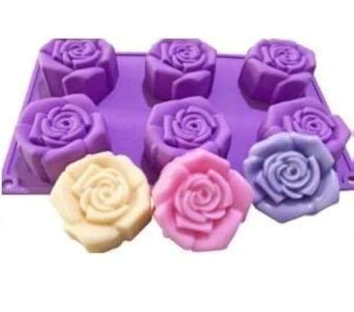 Perfect Pricee Silicone 6-Cavity Flower Shaped Cupcake Baking Muffin Mould (Purple Rose)