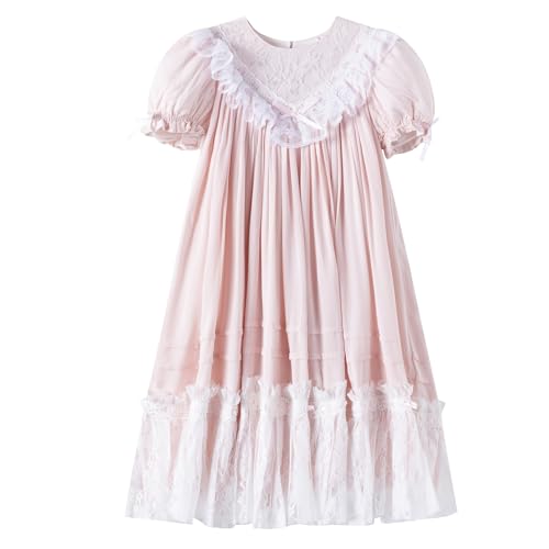 Girls Dress, Girls Gowns, Lace Heirloom Dress, Puff Sleeve, Cute Long Style for Kids