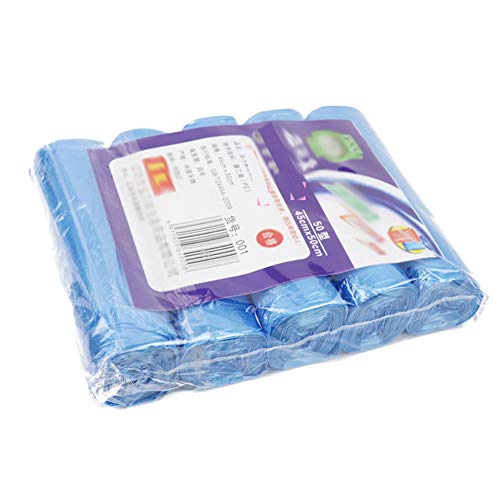 Danigrefinb Garbage Bag 5 Rolls 100Pcs Household Disposable Trash Pouch Kitchen Storage Garbage Bags(Blue)