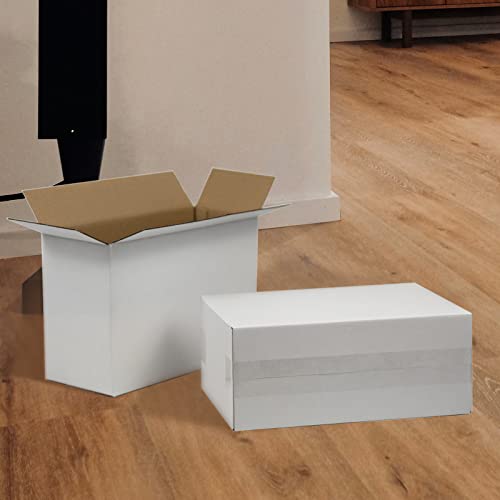 Image of 12x8x5 Inches Shipping Boxes, White Corrugated Cardboard Boxes for Small Bussiness, 25 Pack