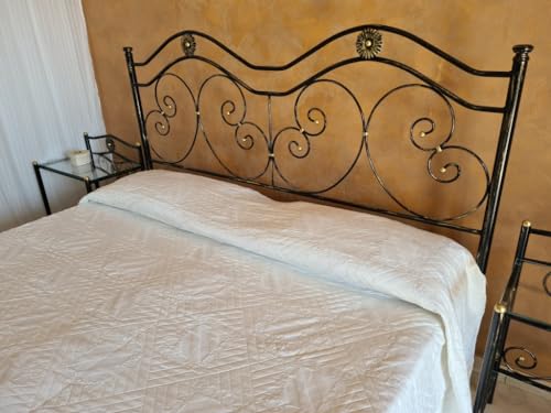 AESSEGI Letto matrimoniale in ferro battuto Laura (Nero sfumato oro - Solo testata con giroletto)