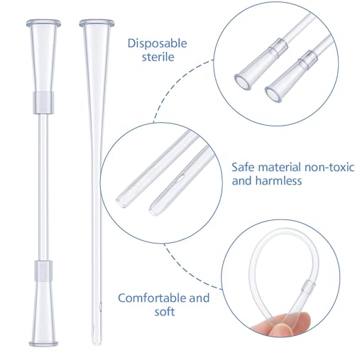 Image of Nuanchu 200 Pcs White PVC Replacement Tube Supplies Colon Tubes Kit Clear Replacements Hose with Flexible Rounded End for Smooth Insert Catheters for Women Men Fr12