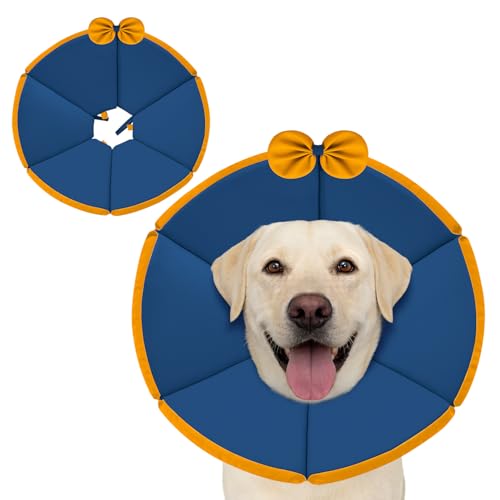 Image of MAXFUT Soft Dog Cone Collar,Foam Cone for Dogs to Stop Licking After Surgery,Non Inflatable Dog Donut Cone (Light Blue, XXXL)