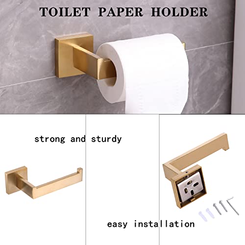 Ntipox 5 Piece Stainless Steel Brushed Gold Bathroom Hardware Accessories Set,Include Towel Bar Set Gold, 22 Inch Towel Rack Set For Bathroom Brushed Gold #TOP4