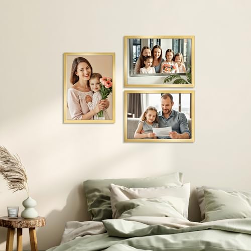 Giftgarden Gold Bilderrahmen A4, Rahmen DIN A4 für 21x29,7 CM Foto und Bilder, Einzel Fotorahmen für Kinderzeichnungen Kunstwerke Zertifikate Dokumente