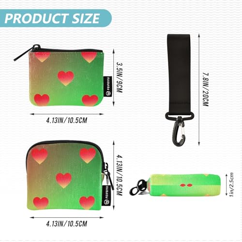Red Green Gradient Valentine Love Dual Wristlet Wallets for Women Thin Flat Business Card Holder with Zipper Coin Pocket for Work Travel 2 Packs4