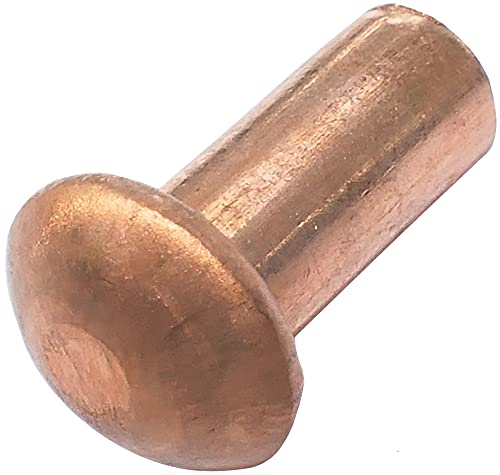 AERZETIX - AERZETIX - C48030 - Lot de 20 Rivets en cuivre Ø4x8mm à tête demi-ronde - rivet à tête bombée - rivet plein/rivet à frapper - DIN 660