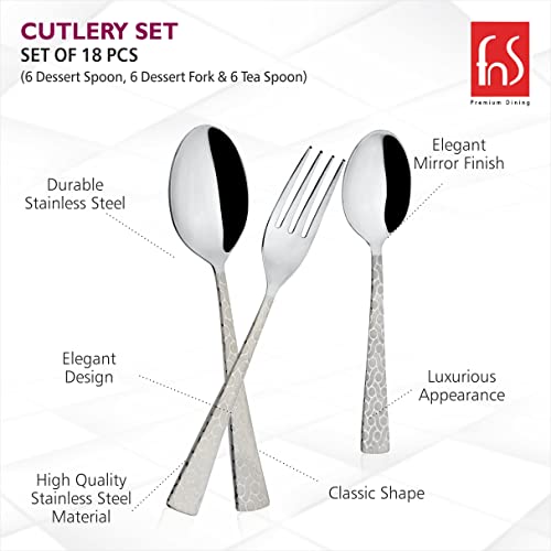 Montavo by FnS Pacific 18 Pc Cutlery Set with Leatherette Box, (6 Dinner Spoon, 6 Dinner Fork, 6 Tea Spoon & 1 Leatherette Box)