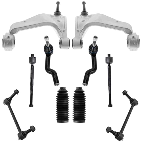 Image of Detroit Axle - RWD Front End Control Arms Kit for 08-14 Cadillac CTS, 2 Lower Control Arms w /Ball Joint 4 Tie Rods 2 Sway Bars 2 Boots 2008 2009 2010 2011 2012 2013 2014 Replacement - 10pc Set
