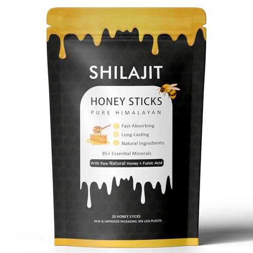Rone Honey Packets with Himalayan Shilajit Natural Honey Saffron - Energy Boost & Immune Support 85+ Trace Minerals 75%+ Fulvic Acid - 20 Sticks (1)
