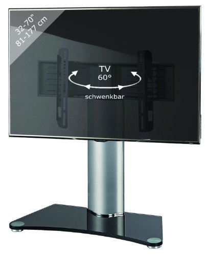 VCM TV Standfuß | Aufsatz Erhöhung | Alu Fernseh Ständer | ESG-Sicherheitsglas | Maße ca. H. 74 x B. 80 x T. 40 cm - WindoxaMaxi Schwarzglas