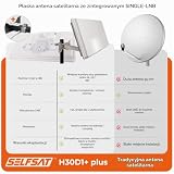 Selfsat H30D1+ pojedyncza antena płaska dla jednego uczestnika wraz z uchwytem okiennym, Quad, biała