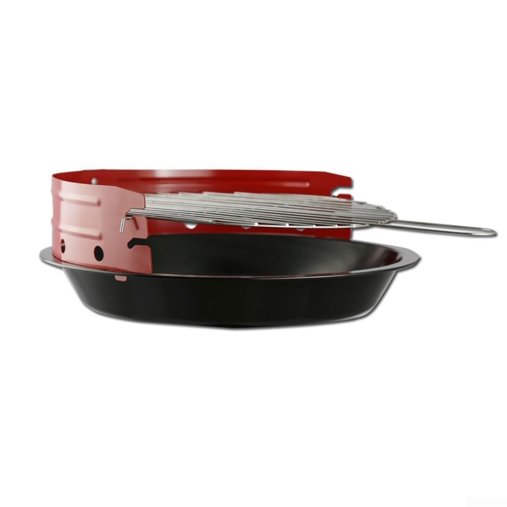 Okrągły grill na węgiel drzewny z wiatroszczelną pokrywą klasyczny metal e i emalia palenisko idealny na kemping na świeżym powietrzu Ø 35 x 63 cm - i przenośny