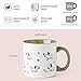 AmorArc 22 OZ Large Ceramic Coffee Mugs Set of 2, Oversized Mugs With Big Handle for Men Women Dad Mom, Big Mug With Textured Dogs Cats Patterns for Office & Home -Microwave Safe, 2 Pcs-Green