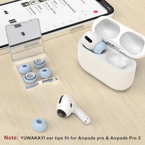 Image of 3 Pairs Replacement Ear Tips for AirPods Pro 1st & 2nd Generation with Noise Reduction Hole, Silicone Ear Tips for AirPods Pro with Portable Storage Box and Fits in Charging Case(Medium, Light Blue)