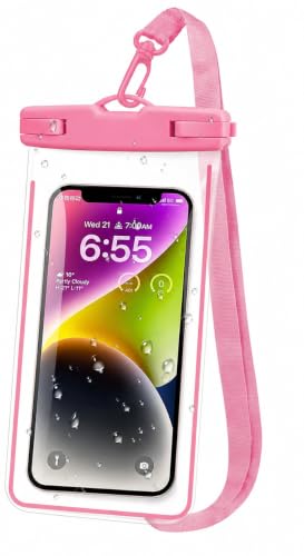 Image of Waterproof Phone Pouch, IPX8 Universal Waterproof Phone Case Dry Bag with Lanyard for iPhone 14 13 12 11 Pro Max XR X XS SE 8 Plus Samsung S23 S22 Ultra S21 S10 S9 (Pink- Pack-01)