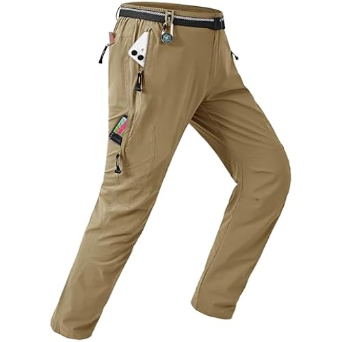 TBMPOY Men's Lightweight Hiking Pants with Belt Waterproof Travel Fishing