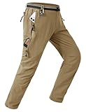 TBMPOY Men's Windproof Waterproof Athletic Pants for Outdoor Work Hiking Breathable Pants Thin Khaki L