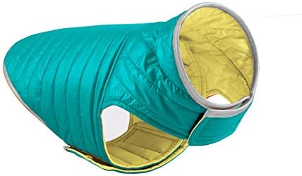 Mogoko Reflective Reversible Dog Winter Coat with Harness/Leash Hole, Waterproof Pet Jacket Warm Vest for Cold Snow Weather (Yellow/Green)