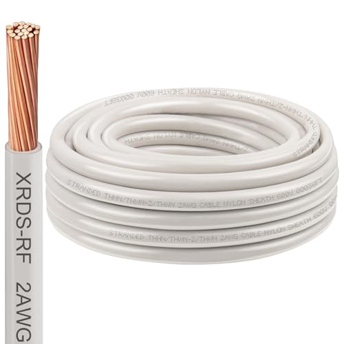 Image of 2AWG THHN Electrical Wire 25FT - Stranded Bare Copper Conductor with PVC and Nylon Insulation, Heat and Oil Resistant Cable for Indoor & Outdoor Wiring