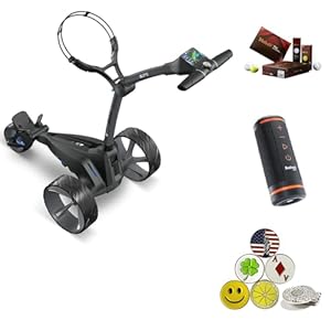Motocaddy New M5 GPS DHC Electric Caddy Cart Bundle with Holders for Umbrella/Scorecard/Drink, Device Cradle, Bushnell Wingman, 1 Dozen Volvik Golf Ball, 5 Ball Markers, & 1 Magnetic Hat Clip