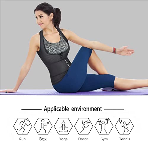 Hoplynn Waist Trainer Zipper Vest For Women Body Shape - Neoprene Sauna Tank Top - Waist Cincher Trimmer - Slimming Body Shaper Corset Black Large #TOP5