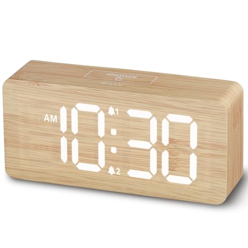 Dimmable Wooden Digital Dual Alarm Clock review image