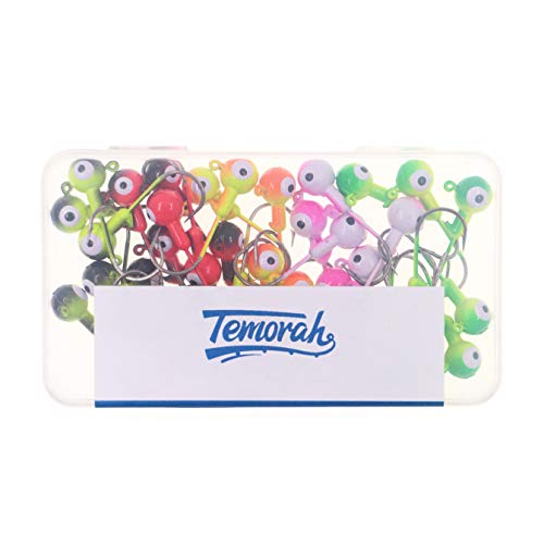 Temorah Fishing Lures Jig Heads,Ball Heads 1/32oz-1/2oz,Sharp Fishing Hooks for Freshwater or Saltwater (Assorted(Two-Tone), 3/8OZ 25PCS)