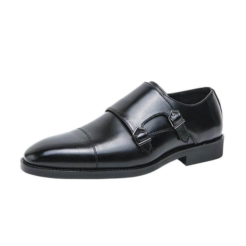 Formal Shoes for Men Double Monk Leather Working Slip-on Plain Toe Business Tuxedo Wedding Non Slip Formal