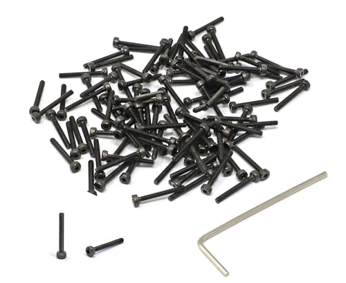 Image of iexcell 100 Pcs M2 x 16mm Thread Pitch 0.4 mm Alloy Steel 12.9 Grade Hex Socket Head Cap Screws Bolts Kit, Black Oxide Finish