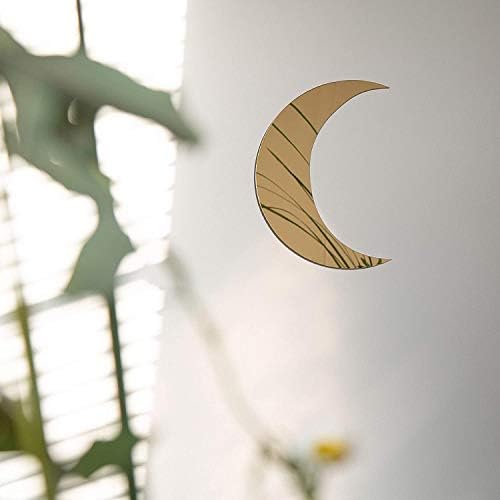 Crescent Moon Mirror - Wall Decor with Chic Boho Aesthetic for Urban Living Room Apartment Bedroom or Home - Durable Lightweight and Safe Acrylic - 13.25inch x 9.5inch
