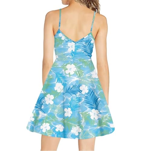 Image of Cozeyat Women Girls Summer Sleeveless Dress Casual Swing Beach Cover Up Knee Length Dresses,Large Size XS-4XL