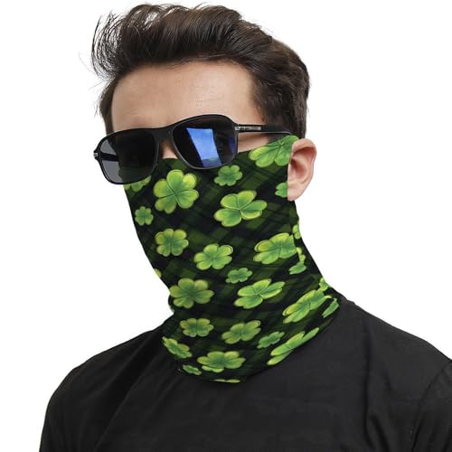 TZTTZT Polainas de cuello para hombres y mujeres, pasamontañas con estampado de pasamontañas a cuadros verdes, máscara de media cara, bufanda para el cuello