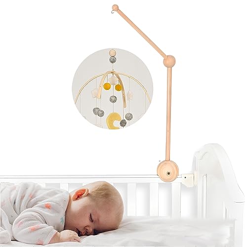 Image of GIJIR Baby Crib Mobile Arm，Wooden Mobile Arm for Crib Baby Nursery Mobile Hanger for Crib Adjustable Mobile Holder for Crib Mini Crib Mobile Arm(3Modes)