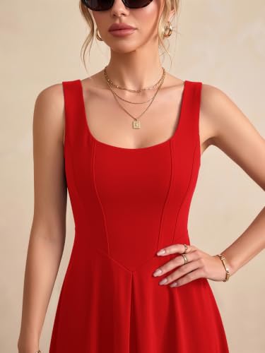 Image of Solid Fit and Flared Round Neck Midi Dress for Women's & Girl's