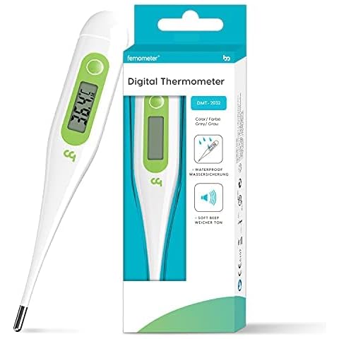 Femometer Digital Thermometers, Oral Thermometer Adults Kids Babies, Accurate Switchable Body Temperature Thermometer, Green Cover