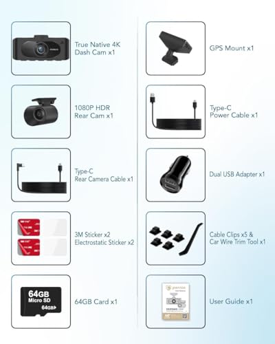 Pernis 4K Dash Cam Front and Rear, STARVIS Sensor, Free Card Included, 2.4GHz WiFi Dash Camera for Cars, Built-in GPS, Night Vision, G-Sensor, Emergency Lock, 3.16'' IPS, Parking Mode - Image 9